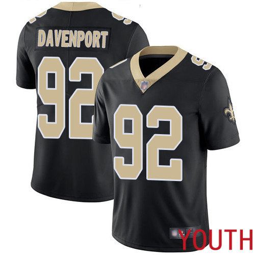 New Orleans Saints Limited Black Youth Marcus Davenport Home Jersey NFL Football #92 Vapor Untouchable Jersey->youth nfl jersey->Youth Jersey